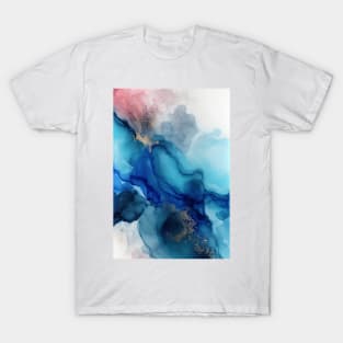 Blue and Blush Beauty - Abstract Alcohol Ink Art T-Shirt